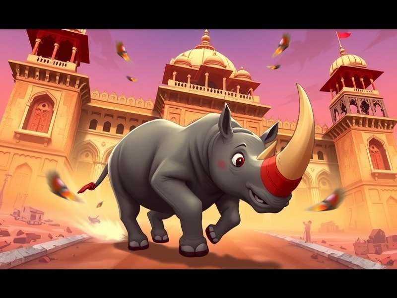 Dash Rhino Raipur Frenzy Game Banner - Desi Adventure Run With Raipur Landmarks
